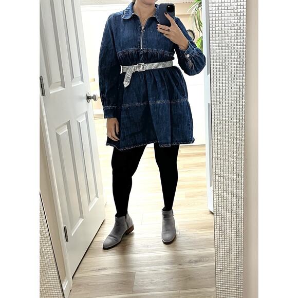 Primark Long Sleeve Denim Dress Zip Up 10 - Picture 1 of 8